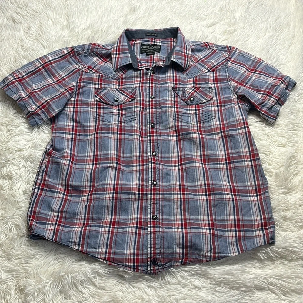 Cody James Plaid Short Sleeve Snap Button Shirt